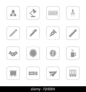 [EPS10] piatta grigia icona set 8 con un rettangolo arrotondato telaio per il web design, UI ed infografico e mobile application (applicazioni). Illustrazione Vettoriale
