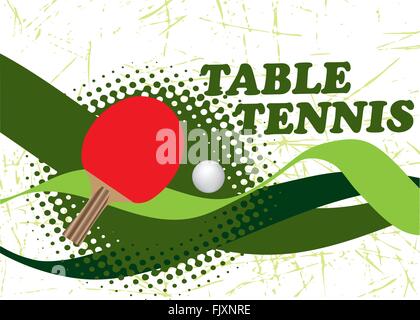 Abstract ping pong poster con onde verdi Illustrazione Vettoriale