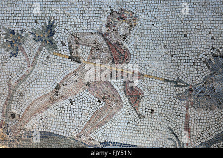 Mosaico in Western Scavi di acropoli antica palestra ellenistica, Xisto, la città di Kos, isola di Kos, DODECANNESO Foto Stock