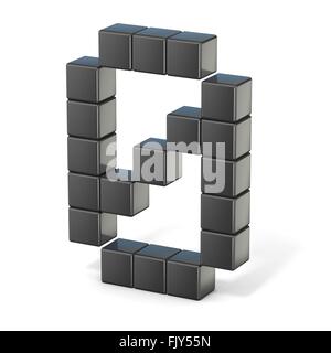 8 bit font. Numero 0. 3D render illustrazione isolati su sfondo bianco Foto Stock