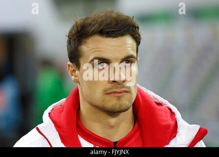 Sport, calcio, Bundesliga, 2015/2016, Borussia Moenchengladbach versus VFB Stoccarda 4:0, Stadio Borussia Park, Philip Heise (Vfb) Foto Stock