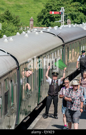 Corfe Castle stazione ferroviaria sulla Norton-linea a Swanage Foto Stock