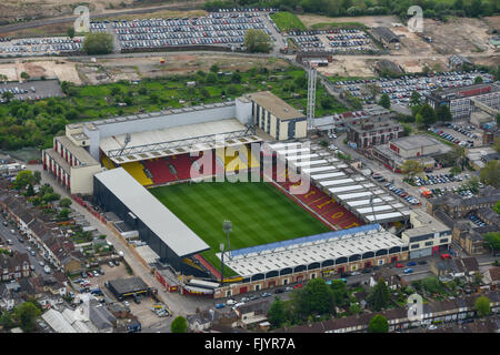 Una veduta aerea di Vicarage Road, casa di Watford Football Club Foto Stock