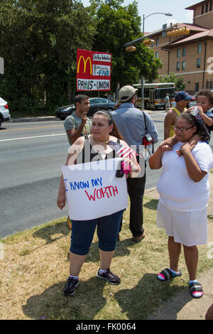 Salario minimo protestare di Austin in Texas Foto Stock