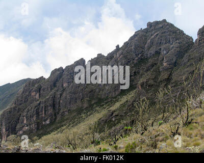 Una cresta di parete di lava sul Monte Kilimanjaro. Foto Stock