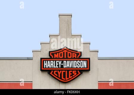 Harley-Davidson logo su un negozio Foto Stock