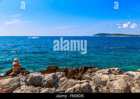 Wild beach a Pola, Croazia, Europa Foto Stock