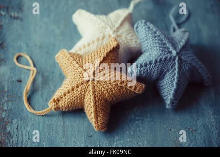 Stelle a maglia per albero di Natale Foto Stock