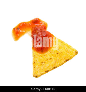 Croccante tortilla di mais con chip e salsa Foto Stock