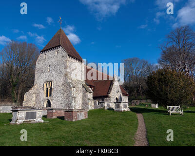 Chiesa di tutti i santi in East Sussex villaggio di West Dean Foto Stock