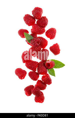 Fresco e delizioso lamponi su sfondo bianco Foto Stock