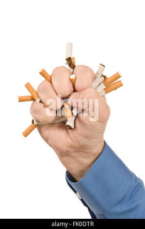 Pericolo di schiacciamento mani sigarette Foto Stock