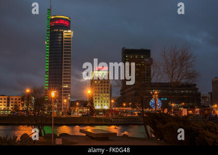 Parte centrale di Minsk, Bielorussia al tramonto Foto Stock