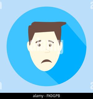 Vettore di colore triste icona piatta faccia uomo emozione Illustrazione Vettoriale