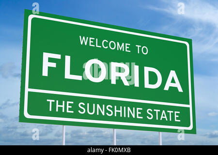 Benvenuti al concetto della Florida sul tabellone su strada Foto Stock