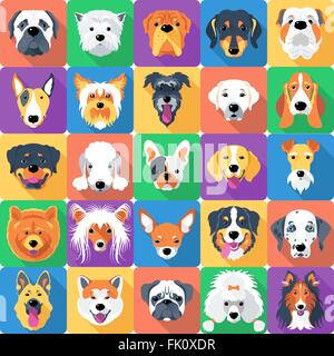 Modello senza cuciture con cani design piatto Illustrazione Vettoriale