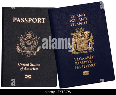 Islanda e passaporto americano Foto Stock