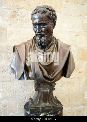 Busto di Michelangelo di Daniele da Volterra (1509-1566), bronzo Museo Nazionale del Bargello - Firenze, Italia Foto Stock