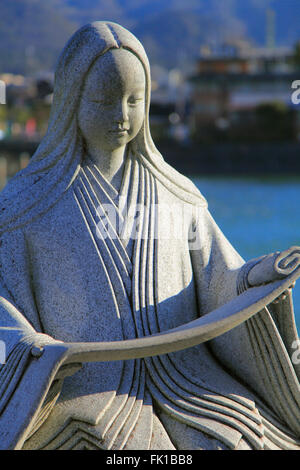 Giappone, Uji, Murasaki-Shikibu, autore, il racconto di Genji, statua, Foto Stock