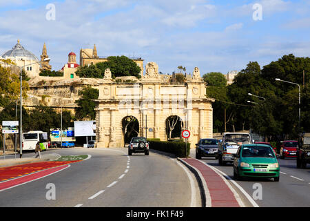 Floriana city gate, porte des Bombes , Valletta, Malta. Foto Stock