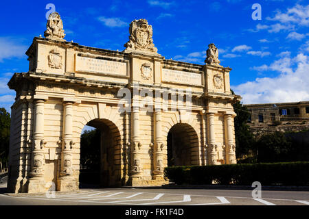 Floriana city gate, porte des Bombes , Valletta, Malta. Foto Stock