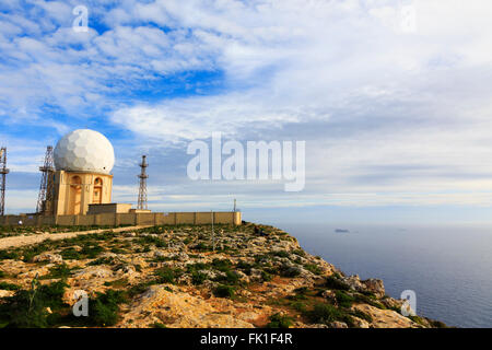 Stazione radar, Dingli Cliffs, Malta, Foto Stock