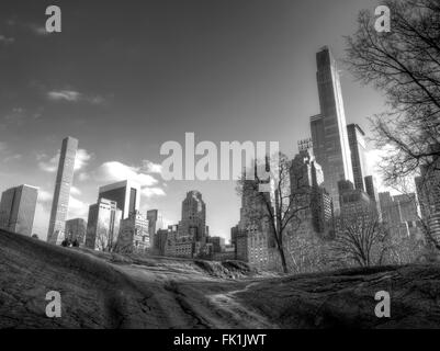 Central Park in bianco e nero Foto Stock