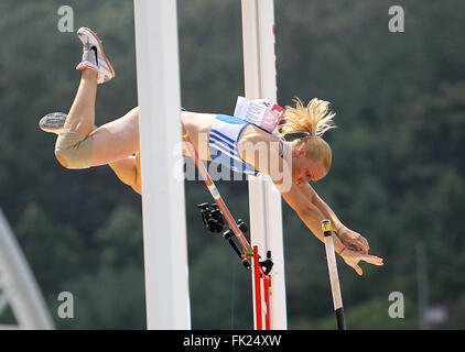 Nikoleta Kyriakopoulou dalla Grecia compete alla donna Pole Vault. Foto Stock