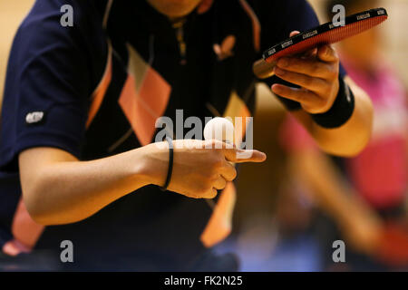 Osaka, Giappone. Mar 5, 2016. Dettaglio shot Tennis da tavolo : Giappone aprire Para Table Tennis campionati a rapporti di amicizia Maishima di Osaka in Giappone . © Giovanni Osada AFLO/sport/Alamy Live News Foto Stock