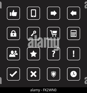[EPS10] piatto bianco icon set 2 con un rettangolo arrotondato telaio per il web design, l'interfaccia utente (UI), una infografica e le applicazioni per dispositivi mobili Illustrazione Vettoriale