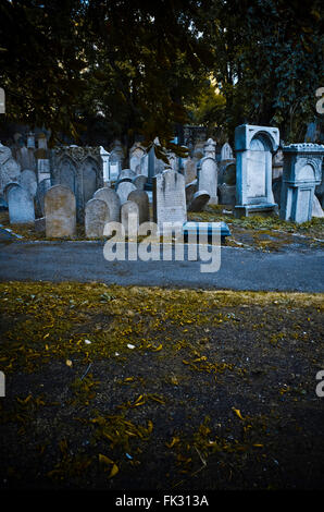 Nuovo cimitero ebraico in Olsany, Praga, Repubblica Ceca Foto Stock