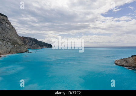 Porto Katsiki beach nel Mar Ionio. Isola di Leukada.Porto .la Grecia. Foto Stock