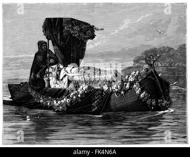 Rosenthal di Elaine - Lady di Chalotte floating morto nel suo funerale barcone sul Fiume Tamigi (Caronte e Styx?) Foto Stock