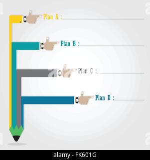 Modello di Creative con nastro a matita banner di diagramma di flusso può essere usata per infographics e banner. Business e il concetto di istruzione Illustrazione Vettoriale