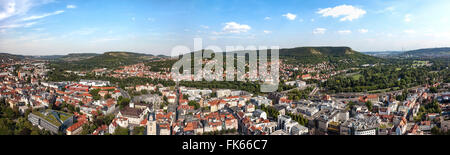 Vista panoramica dalla Jentower a Jena, in Germania, il Land Turingia Foto Stock