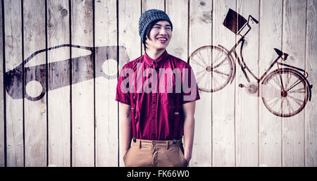Immagine composita del ritratto di ridere hipster uomo Foto Stock