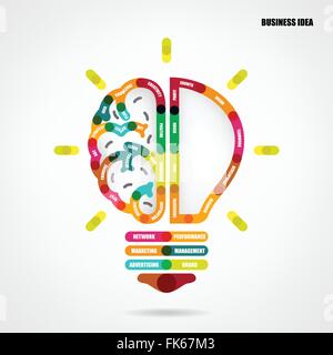 Luce creativi concetto della lampadina con business idea sfondo, design per poster, flyer, coperchio, brochure, abstract background. Illustrazione Vettoriale