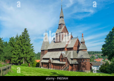 Protestante Gustav Adolf doga Chiesa, Hahnenklee, Harz, Bassa Sassonia, Germania, Europa Foto Stock