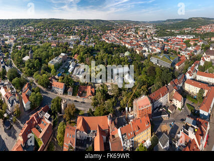 Vista panoramica dalla Jentower a Jena, in Germania, il Land Turingia Foto Stock