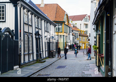 Via dello shopping nel centro di Stavanger, Norvegia, Scandinavia, Europa Foto Stock