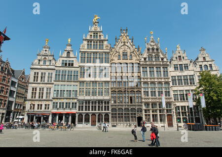 Grote Markt Guildhalls, Anversa, Belgio, Europa Foto Stock