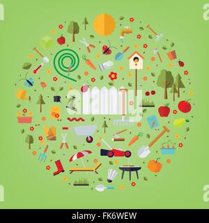 Concetto di vettore illustrazione del giardino e il giardinaggio Illustrazione Vettoriale