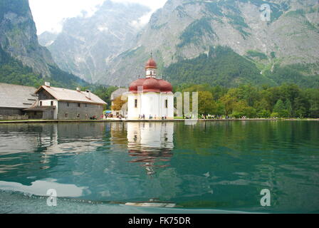 San Bartolomeo Chiesa a Königssee in Baviera Germania Foto Stock