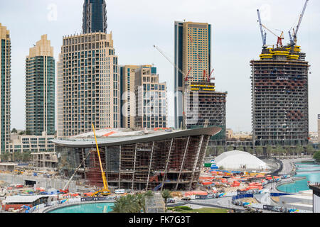 Sito in costruzione della nuova Opera House nel centro cittadino di Dubai Emirati Arabi Uniti Foto Stock