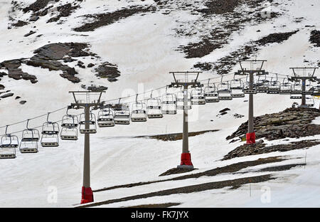 Seggiovie di Pradollano ski resort nelle montagne della Sierra Nevada in Spagna Foto Stock