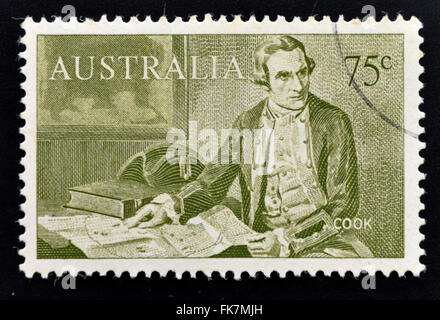 AUSTRALIA - circa 1963: un timbro stampato in Australia mostra il Capitano James Cook (1728-1779), circa 1963 Foto Stock