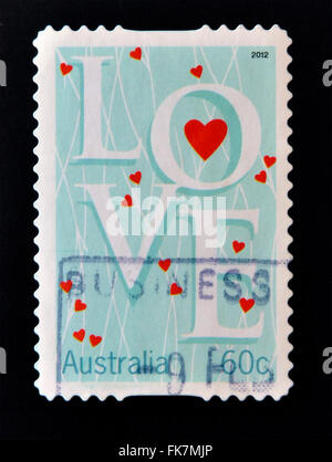 AUSTRALIA - circa 2012: un timbro stampato in Australia mostra il 'amore', circa 2012 Foto Stock