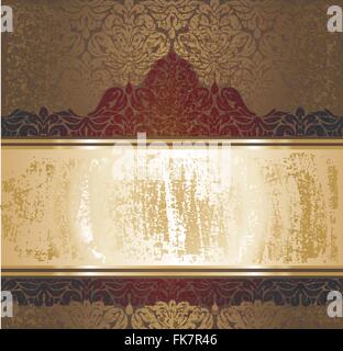 Marrone scuro decorativi vintage retrò grunge design invito Illustrazione Vettoriale