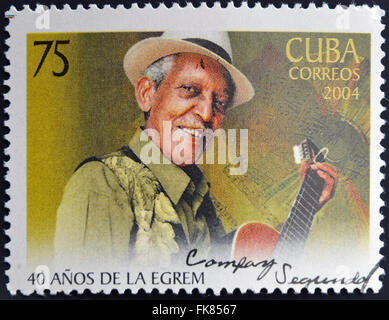 CUBA - circa 2004: un timbro stampato in cuba mostra Compay Segundo, circa 2004 Foto Stock