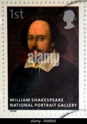 Regno Unito : CIRCA 2006: timbro stampato in Gran Bretagna dedicata alla National Portrait Gallery, la mostra William Shakespeare Foto Stock